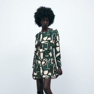 Zara Frida Dress Green Print